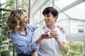 Couple celebrating birthday at a cafe Royalty Free Stock Photo