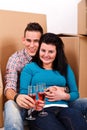 Couple celebrating moving