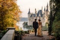 A couple celebrating their wedding at the castle of Le Loire France