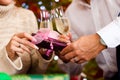 Couple with champagne on Christmas Eve Royalty Free Stock Photo