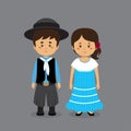 Couple Character Wearing Argentina Traditional Dress