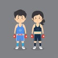 Couple Character Wearing Boxing Outfit