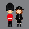 Couple Character Wearing British National Dress