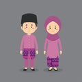 Couple Character Wearing Brunei Traditional Dress