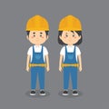 Couple Character Wearing Construction Workers Uniform