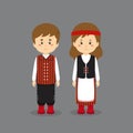 Couple Character Wearing Finland National Dress
