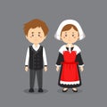 Couple Character Wearing French National Dress