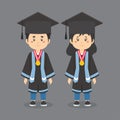 Couple Character Wearing Graduation Outfits