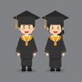 Couple Character Wearing Graduation Outfits