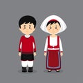 Couple Character Wearing Italians National Dress