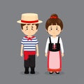 Couple Character Wearing Italy National Dress