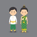 Couple Character Wearing Laos National Dress