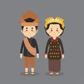 Couple Character Wearing Middle Sulawesi Traditional Dress