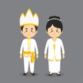 Couple Character Wearing North Sulawesi Traditional Dress Royalty Free Stock Photo