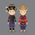 Couple Character Wearing North Sumatra Traditional Dress