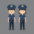 Couple Character Wearing Police Uniform