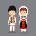 Couple Character Wearing Romanians National Dress