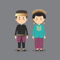 Couple Character Wearing South Sulawesi Traditional Dress