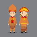 Couple Character Wearing South Sumatra Traditional Dress