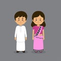 Couple Character Wearing Sri Lanka National Dress