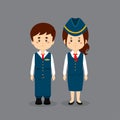Couple Character Wearing Steward and Stewardess Dress