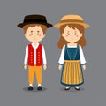 Couple Character Wearing Swiss National Dress
