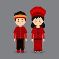 Couple Character Wearing Taiwanese National Dress