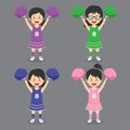 Stock Vector Cheerleader Character Set