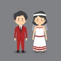 Couple Character Wearing Wedding Outfit