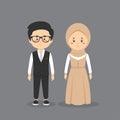 Couple Character Wearing Wedding Outfit