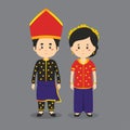 Couple Character Wearing West Nusa Tenggara Traditional Dress Royalty Free Stock Photo