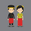 Couple Character Wearing West Sulawesi Traditional Dress