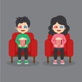 Couple Characters Sitting in Cinema