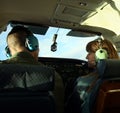 A Couple Chat as They Pilot a Small Plane Royalty Free Stock Photo