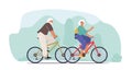 Couple of Cheerful Seniors Riding Bicycles, Man and Woman Pensioner Active Lifestyle, Aged People Extreme Activity