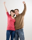 Couple cheering and celebrating their success