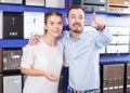 Couple choosing mailbox Royalty Free Stock Photo