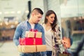 Couple with Christmas presents Royalty Free Stock Photo