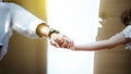 Couple clasp hand together Royalty Free Stock Photo