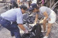 Couple cleaning up after 1992 riots Royalty Free Stock Photo
