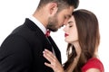 couple with closed eyes touching with foreheads