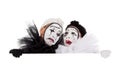 Two clowns are crying and sad Royalty Free Stock Photo