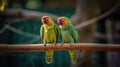Couple of colorful parrots on a tree branch Royalty Free Stock Photo