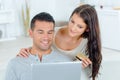 Couple with computer and credit card Royalty Free Stock Photo