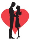 Couple concept. Silhouette of man and womans heads forming a heart shape Royalty Free Stock Photo