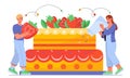 Couple of confectioners with cake vector concept Royalty Free Stock Photo