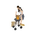 Couple cook bbq grill, barbecue party vector