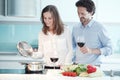 Couple cooking dinner Royalty Free Stock Photo