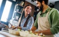 Couple cooking food happiness hobby liefstyle concept