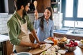 Couple cooking food happiness hobby liefstyle concept